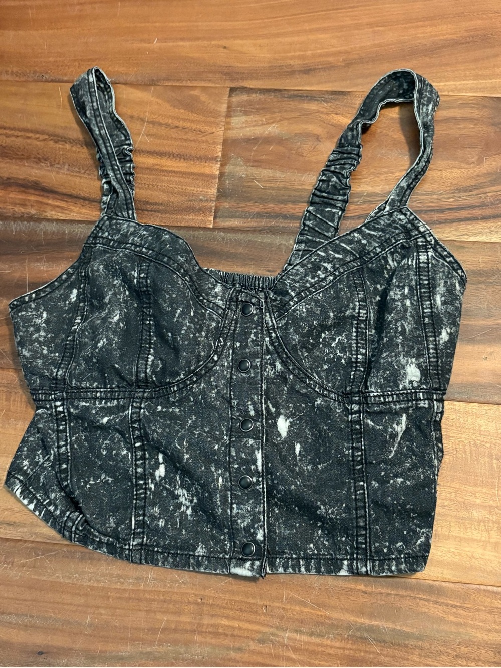 H&M Gray Pearl Snap Tank Top Size 4 Western Country Concert Rodeo (0808)